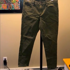 J Crew- Army Green Toothpick Skinny Stretch Jeans